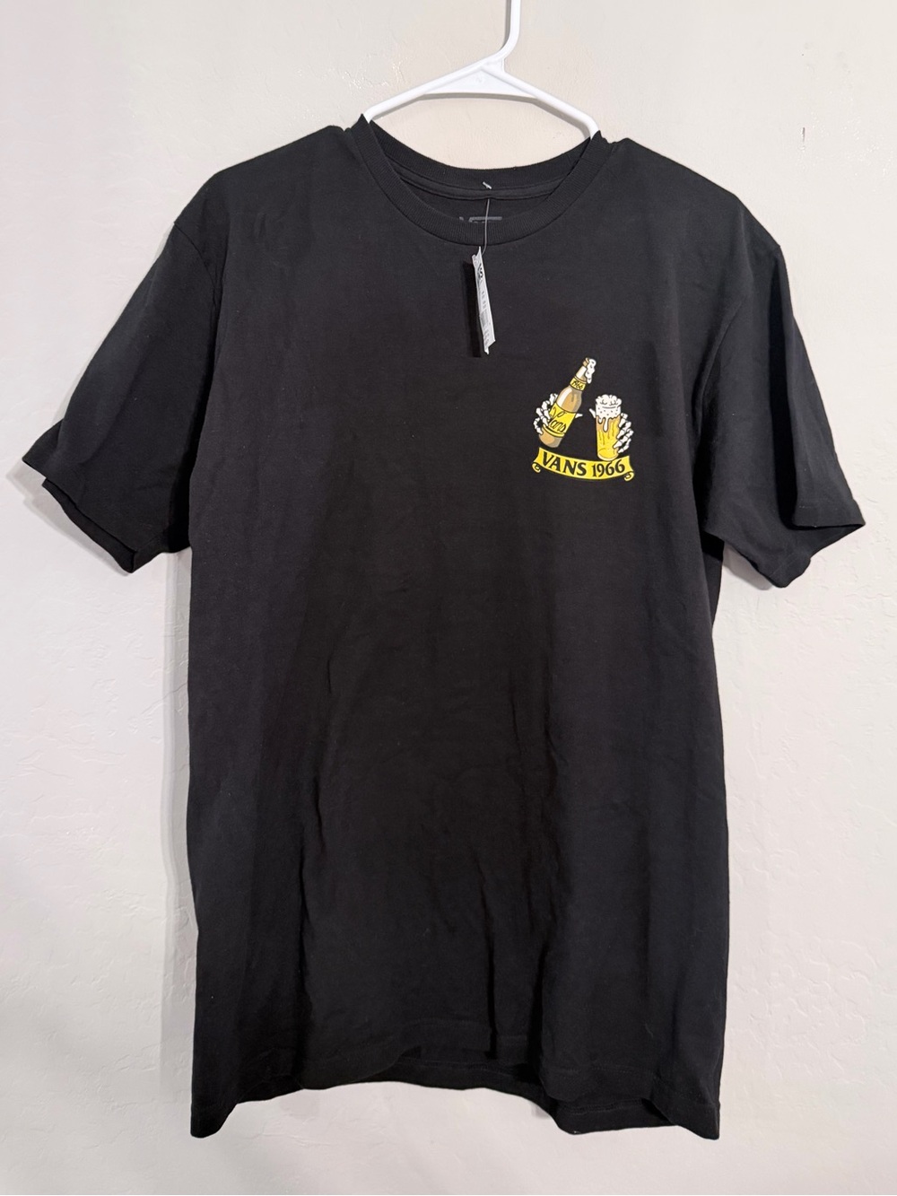 Vans Black Short-Sleeve Tee with Yellow Chest Graphic-size medium